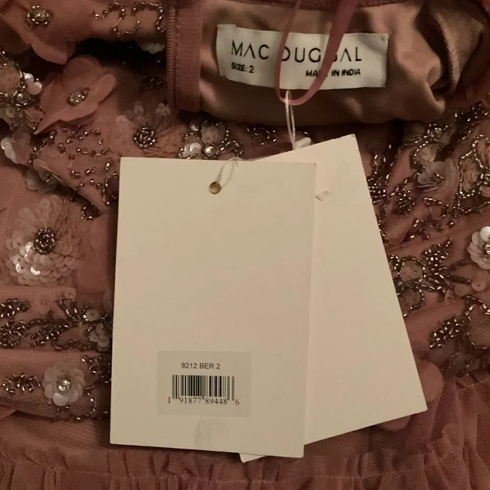 NWT Mac Duggal 9212 Embellished Illusion Cap Sleeve Column Gown Pink 2 - Picture 13 of 13